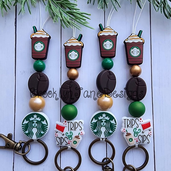 Coffee lanyard, coffee lanyard, lanyard, teacher gift, ID badge holder, badge holder, ID holder, breakaway, teacher, lanyard necklace, latte