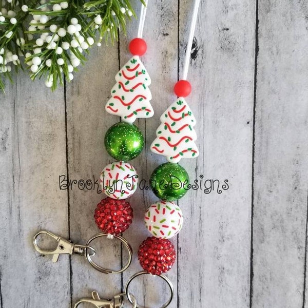 Christmas tree cake lanyard, teacher lanyard, lanyard, teacher gift, ID badge holder, badge holder, ID holder, breakaway, teacher, holiday