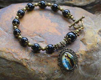 Jesus Shepherd with Lamb Rosary Bracelet