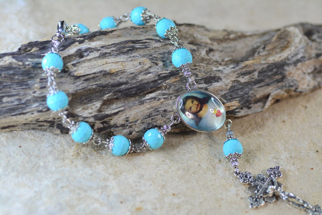 Sacred Heart Of Jesus Wooden Rosary For Car Rearview Mirror - Handmade In Brazil