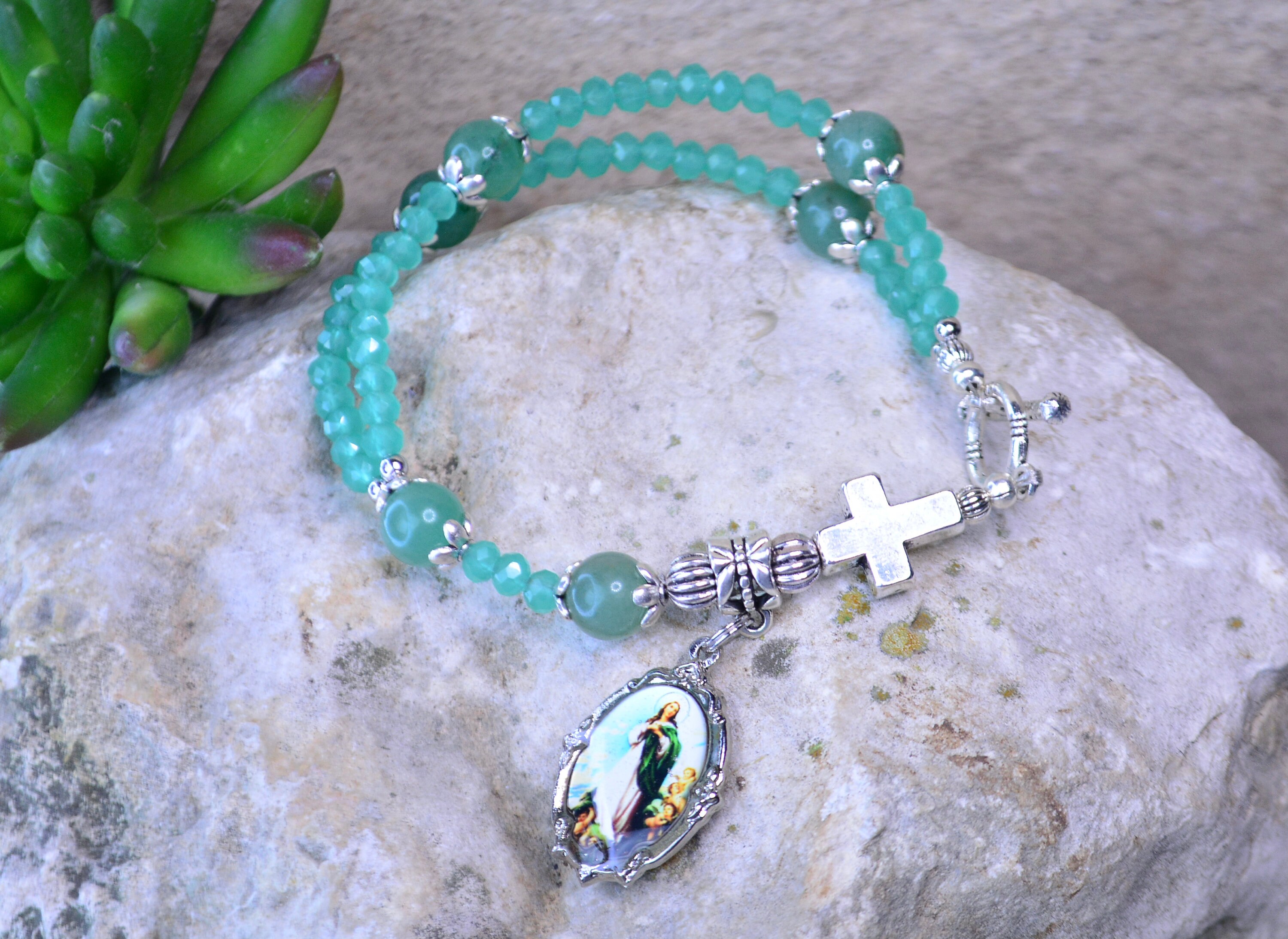 Silver and Turquoise Pocket Rosary - Southwest Indian Foundation - 5671