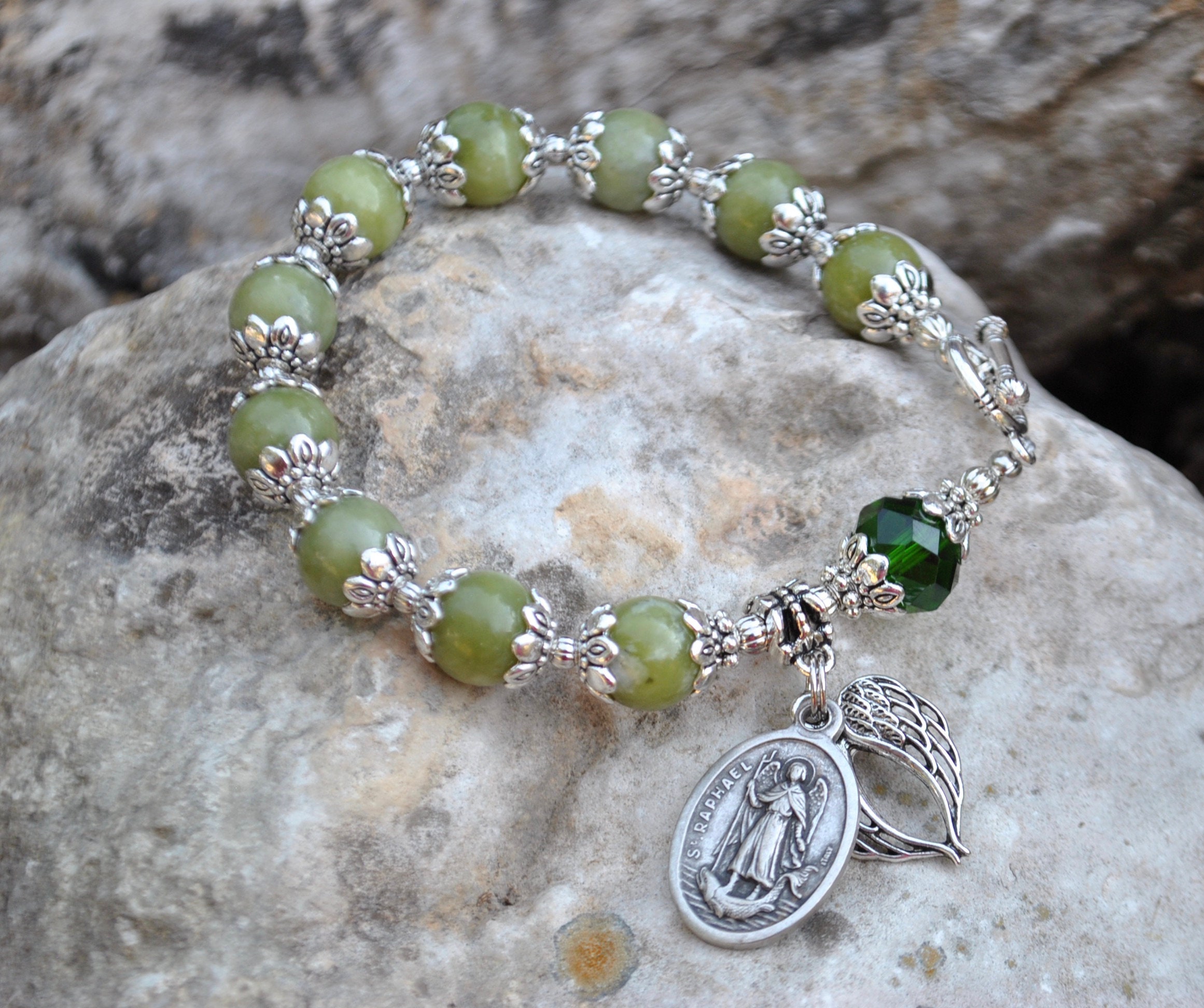 Archangel St Raphael Rosary Bracelet Etsy