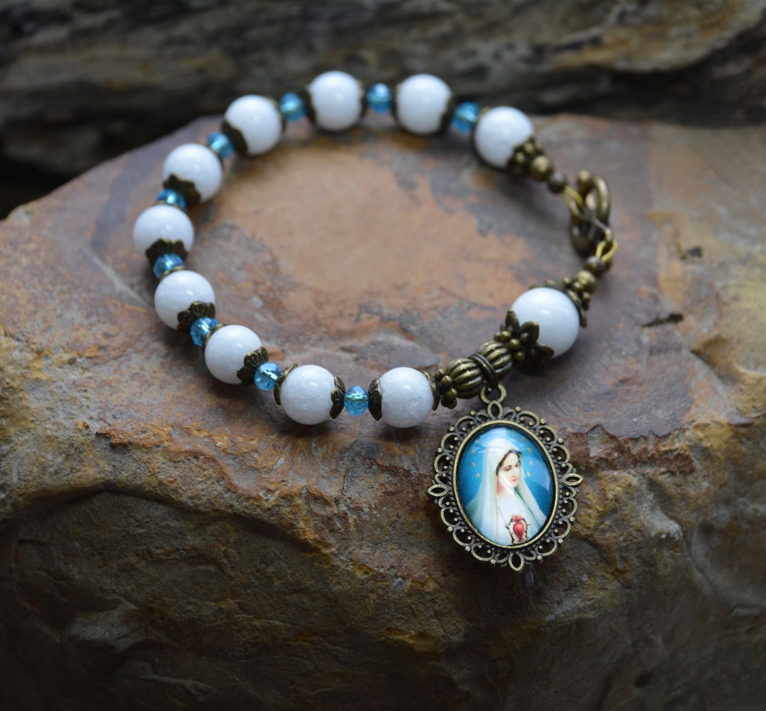 Sacred Heart of Mary Rosary Bracelet - Etsy