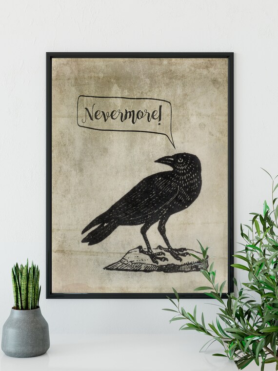 printable wall art Nevermore quote Edgar Allan Poe Raven instant ...