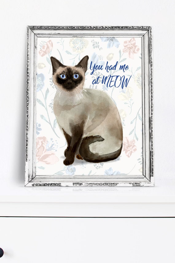 Siamese Printable Siamese Cat Art You Had Me At Meow Etsy