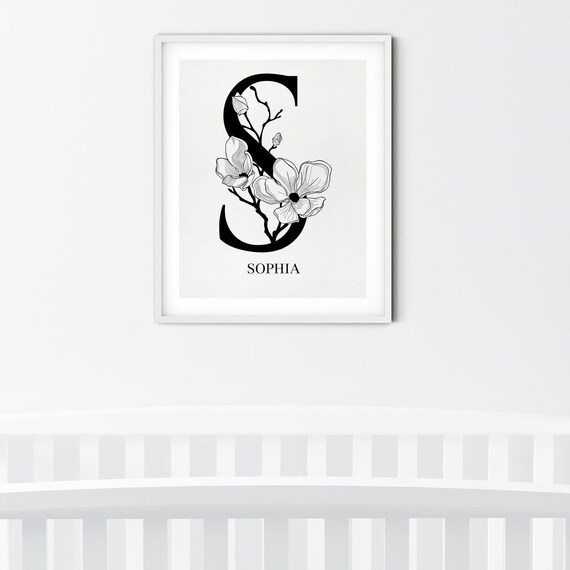 Digital Black And White Nursery Sophia S Monogram Art Etsy Digital Black And White Nursery Sophia S Monogram Art Etsy