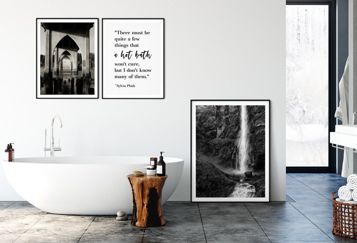 Hot Bath Quote Printable Poster Sylvia Plath Quote Bathroom Etsy