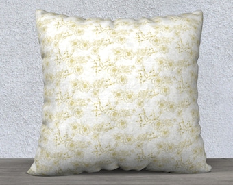 Yellow floral pillow cover - 22x22 or 18x18 Decorative Pillow, Grandmillenial style Decor, Couch Accent pillow, Sofa Toss Cushion