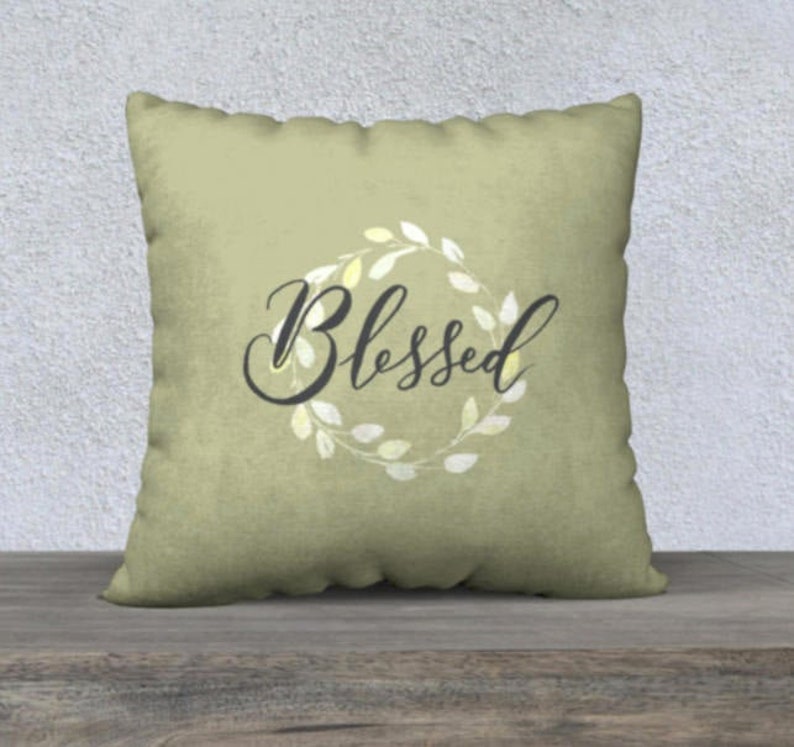 Modern Farmhouse Decorative Pillow Cover Blessed 18 X 18 Etsy