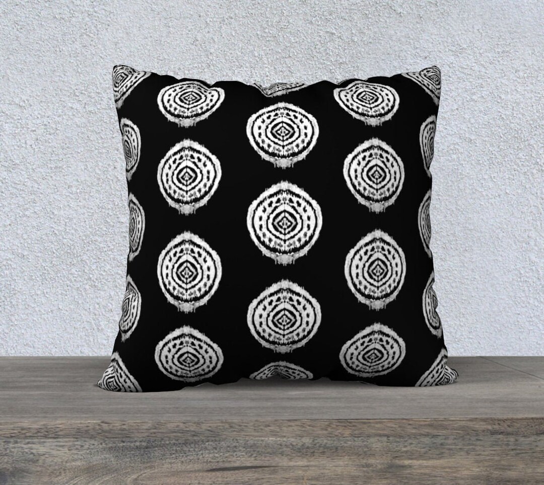 Black and White Ikat Pillow Cover Artistic Style Ikat Print Accent