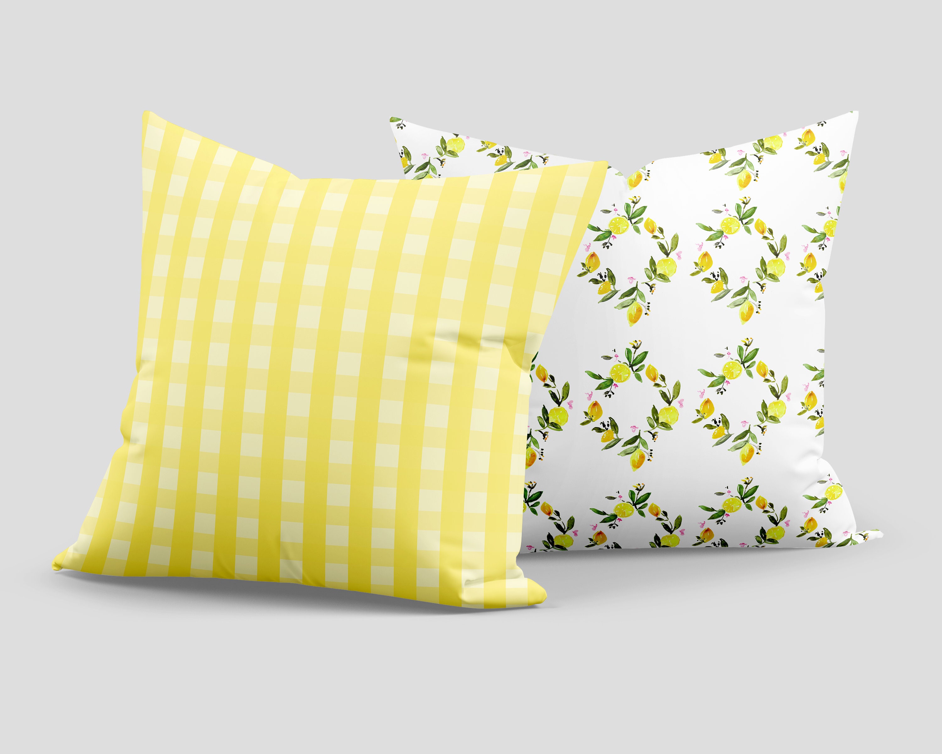 Yellow Check Pillow Cover Yellow Linen Throw Pillow Case, Gingham