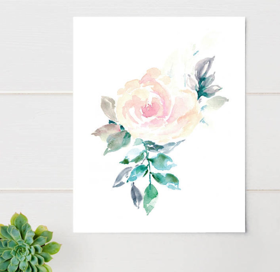 Pink Rose Floral Print - Watercolor Flower Print, 11x14 Floral Print, 8 ...