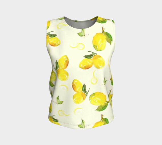 Lemon Print Shirt Summer Top Lemons Fruit Printed Top | Etsy