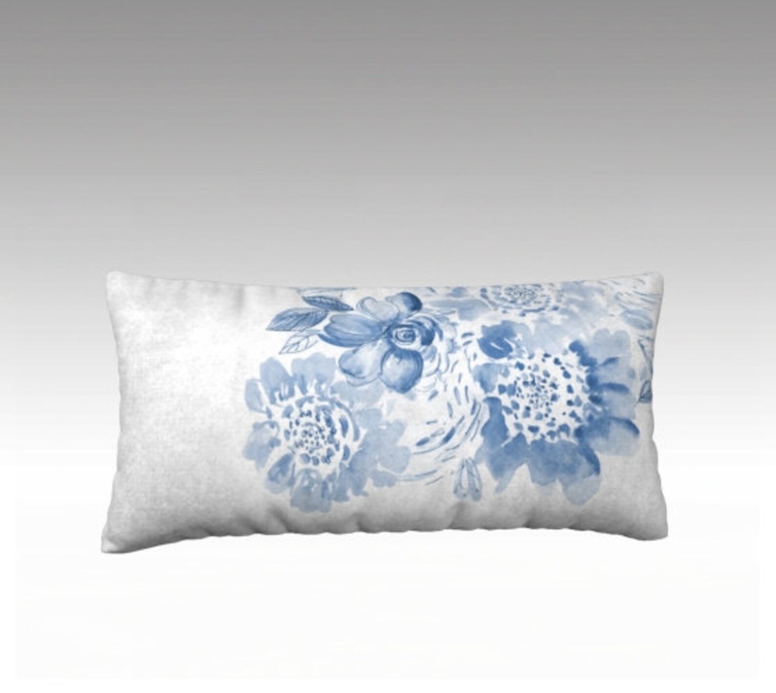 Light Denim Blue Pillow Cover Linen Throw Pillow Case Floral Etsy