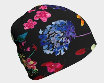 Floral Print Slouchy Beanie – Chemo Hat, Hair Loss Headwear