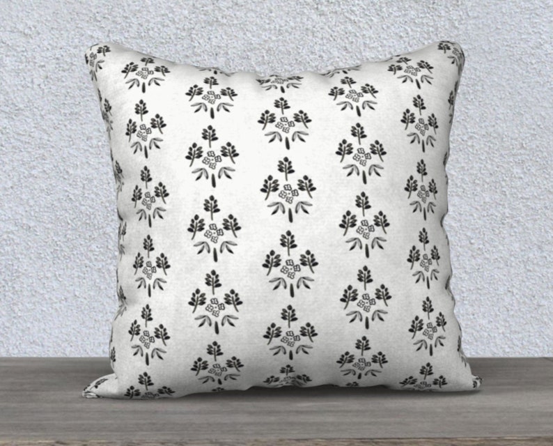 Black and White Throw Pillow Cover 22x22 Neutral Pillow Etsy