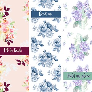 Floral Printable Bookmark, Instant Download Bookmarks, Literary Gift, Book Club, gift for booklovers, Flower Bookmark, Bookmark set