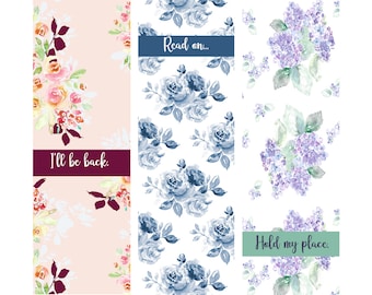 Conjunto de Marcadores de Livros Florais em Aquarela, Presente Imprimível para Amantes de Livros (Download Digital)