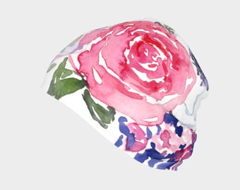 Beanie hat for women, Ladies Chemo Cap, Skull Cap, Hair Loss Gift, Soft Floral Comfy Hat for Cancer or Chemotherapy, Alopecia Head Cover