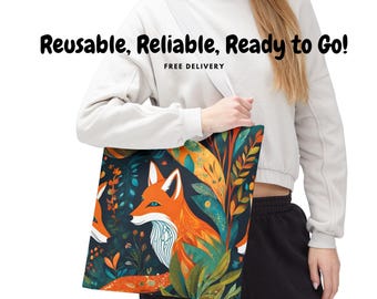 Fox Tote Bag, Animal Lover Gift, Cute Shopping Bag, Wildlife Print Tote, Nature Inspired Carryall, Reusable Eco Tote, Fox Lover Gift