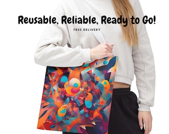 Colorful Tote Bag - Vibrant Carryall, Fun Shopping Bag, Bright Beach Tote, Colorful Groceries Bag, Cheerful Market Tote