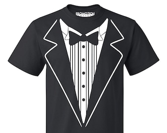 Tuxedo White Men's T-shirt | Funny Party Wedding Engagement Prom Ceremony Anniversary Event Halloween Costume Accessory Gear
