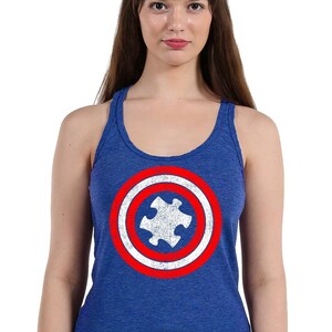 Captain Autism Red and Blue Hero Shield - Ladies&#39; Tank Top