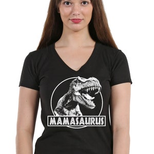 Mamasaurus Funny T-Rex Mother Dinosaur Birthday Party - Ladies&#39; V-neck