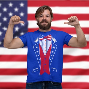 USA Tuxedo T-shirt For Men, 4th of July Tshirt, Patriotic Shirts For Men, Independence Day Parade Fireworks Barbecue American, Men's T-shirt
