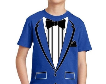 Tuxedo USA Flag Youth Kids T shirt Tops American Flag Tuxedo 4th of July