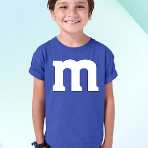 M Halloween Youth T-shirt | Team Costume Party Letter M Cosplay Accessory Trick Treat Candy Pumpkin Scary For School Kids Students Teacher