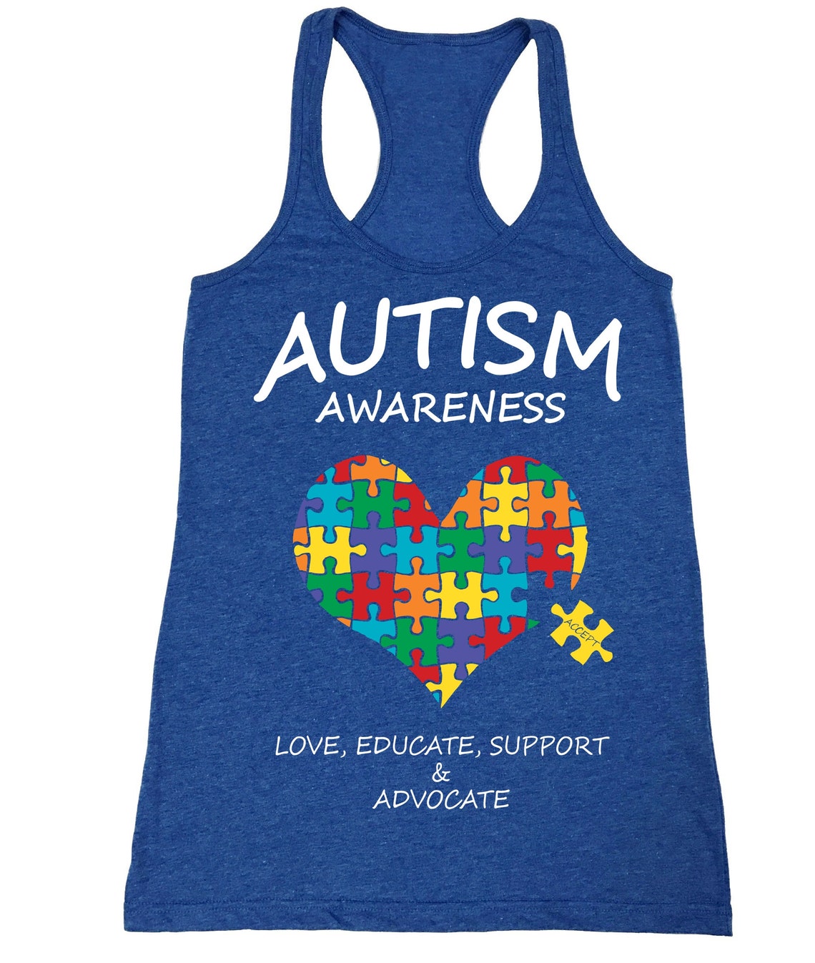 Autism Awareness Support Heart Puzzle colored Ladies' - Etsy