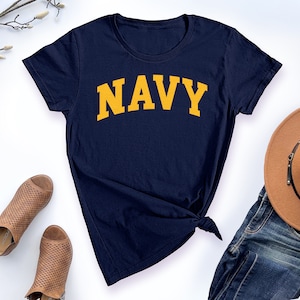 Navy (Gold) Women&#39;s T-shirt | Military Gear Training PT Exercise Workout Drill Soldier Veteran