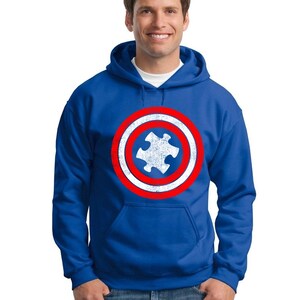 Captain Autism Red and Blue Hero Shield Hooded Sweatshirt - Etsy