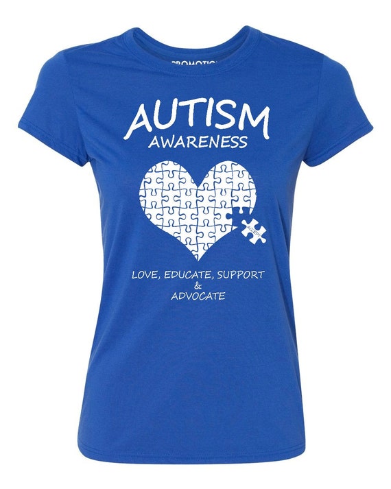 Autism Awareness Shirt For Women - Puzzle Piece Heart Graphic Tee, Inspirational Support Top