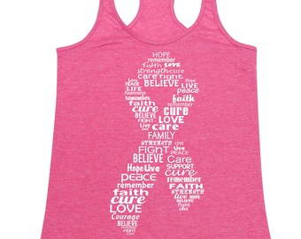 Pink Ribbon Breast Cancer Awareness (White Design) - Ladies' Tank Top