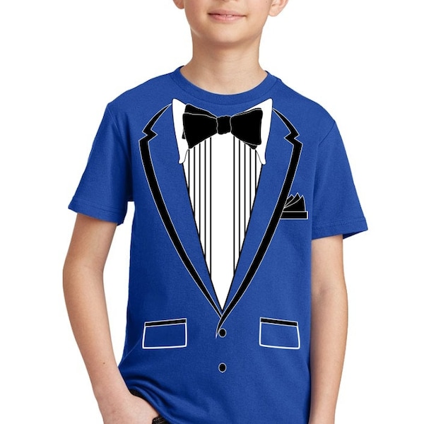 Tuxedo (Black) with Pocket Square Ceremony - Youth T-shirt