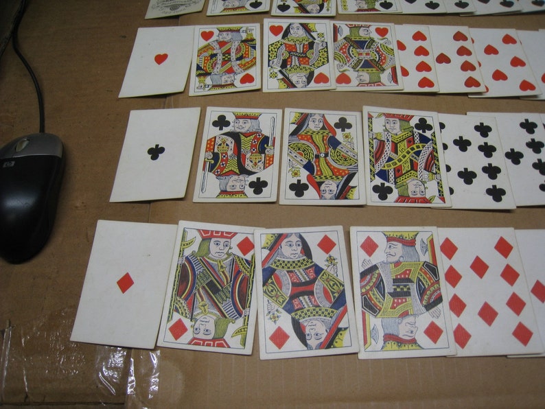Carte da gioco da poker originali vintage/antiche della guerra civile, mazzo completo - A. Dougherty New York / senza numeri immagine 3
