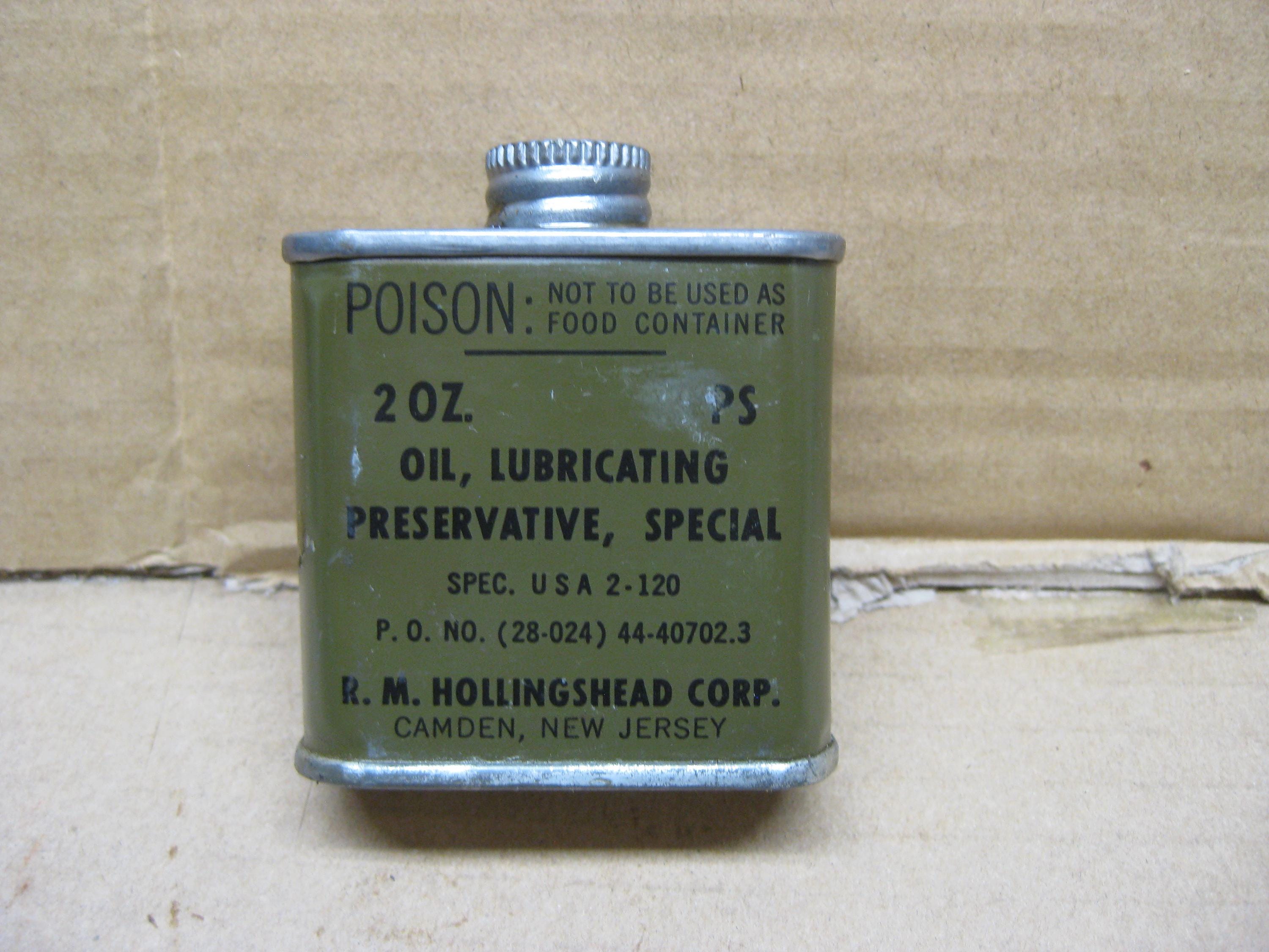 Vintage 1944 Oil Lubricating Preservative Special 2 OZ Can - R.M.