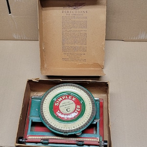 Vintage 1920-tals simplex skrivmaskin modell C med låda
