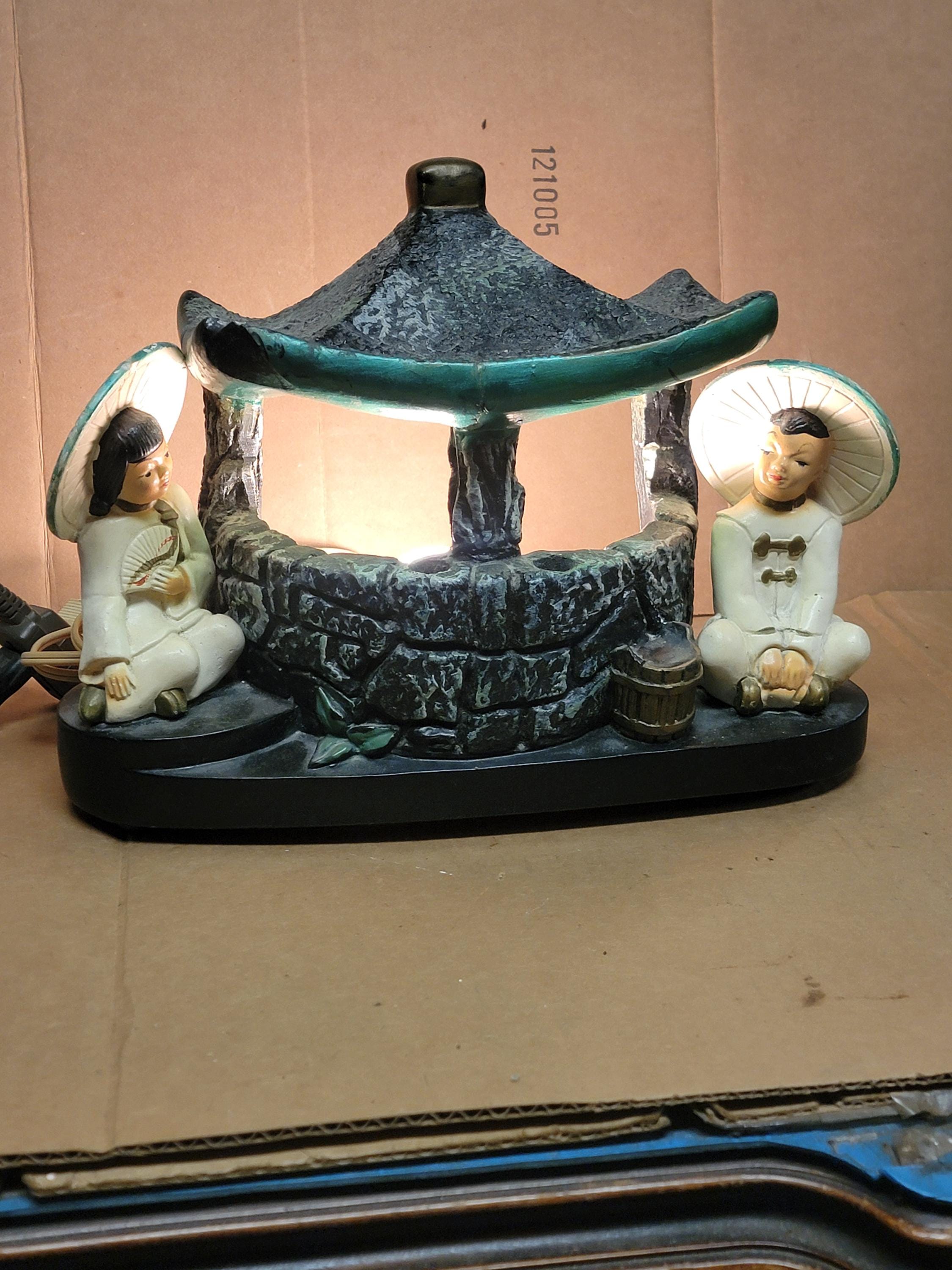 Vintage Mid Century Silvestri Bros Chalkware Oriental Wishing Well