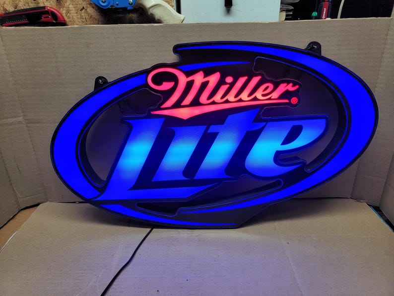 Vintage Miller Lite Logo Sign - Swoosh LED Promo Sign #2888 W/ Dimmable ...