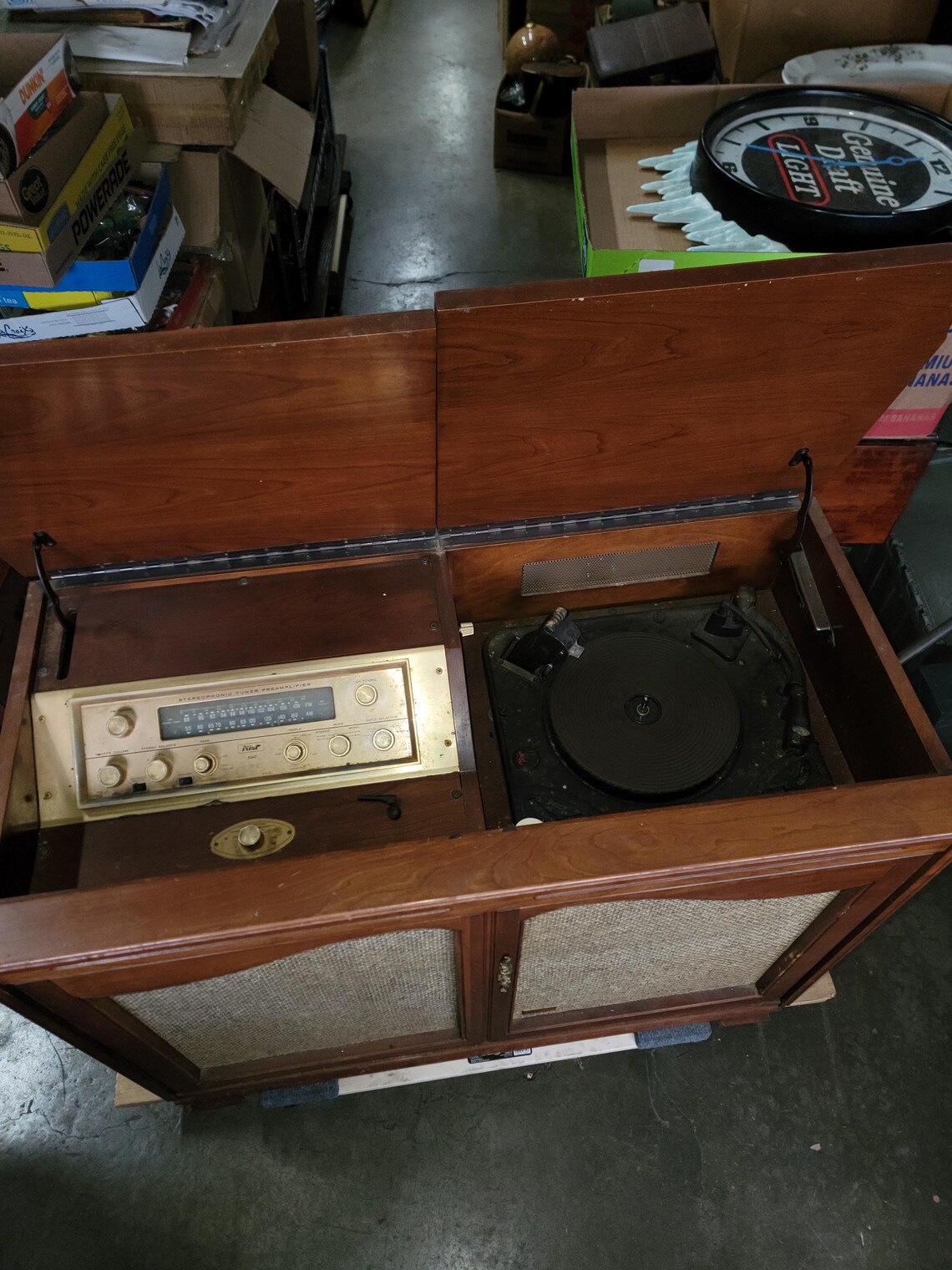 Vintage Late 1950's MCM Pilot Cabinet Radio Phonograph Ensemble Model ...