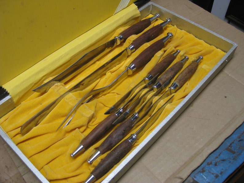 Vintage Gensico Japan Wooden Handle Carving Set W/ Steak Etsy