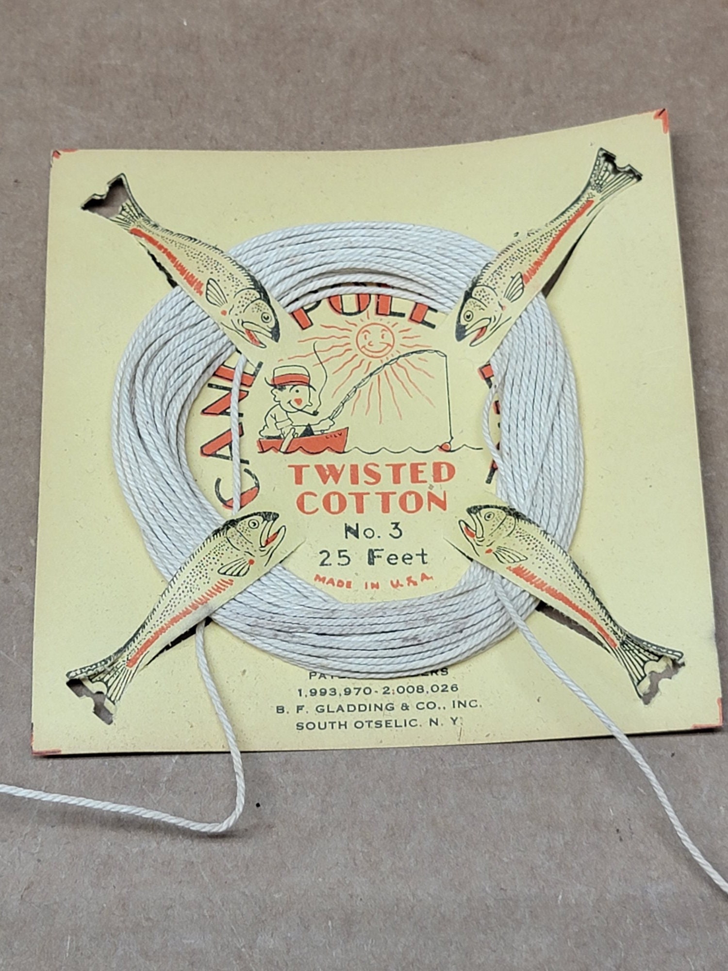 Vintage Cane Pole Fishing Line Twisted Cotton No. 3 25 Feet per Section 3  New Old Stock Sections -  Canada