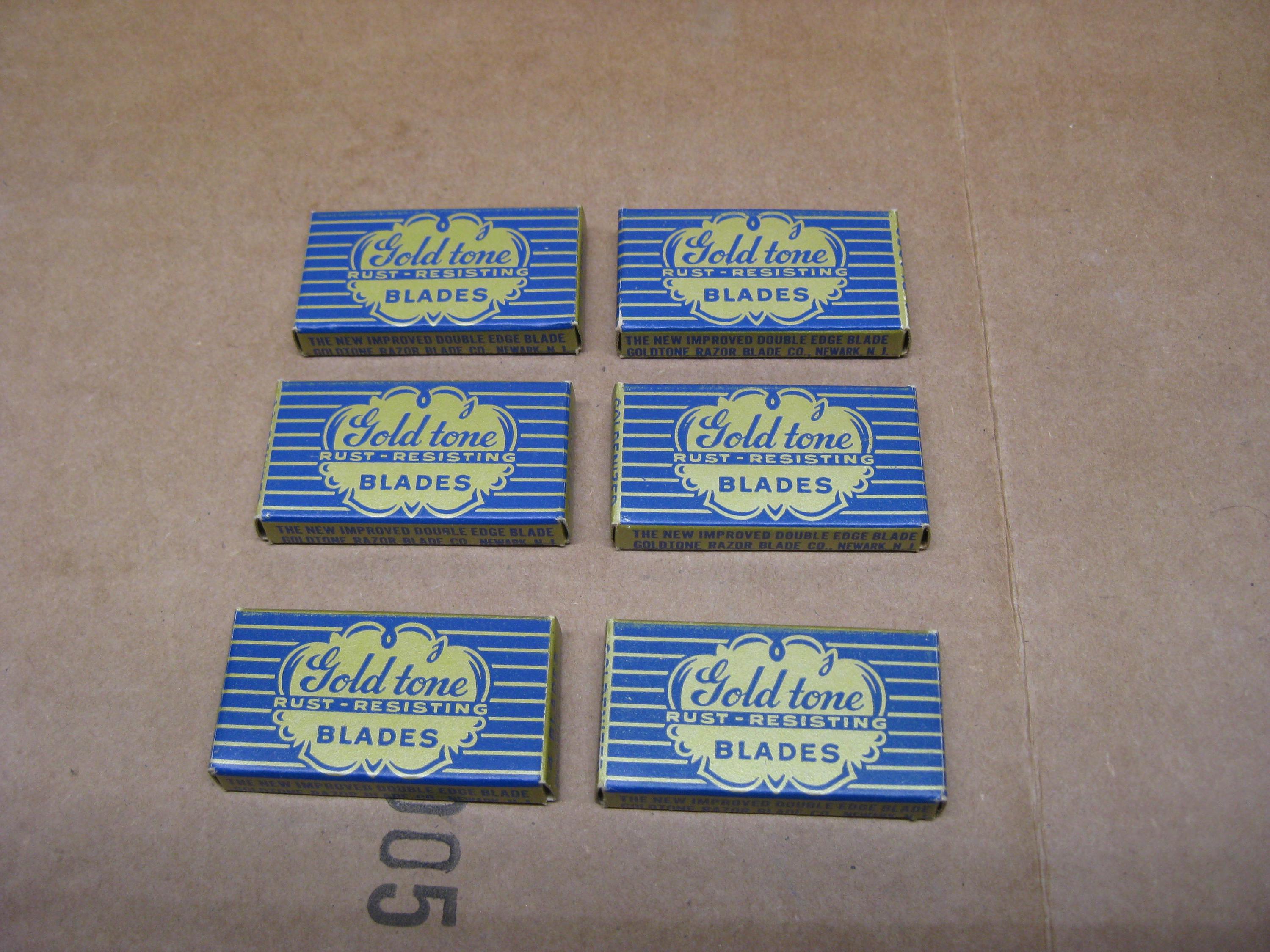 Vintage New Old Stock Gold Tone Razor Blades - 6 Boxes 4 Blades Each Double Edge Goldenized Steel