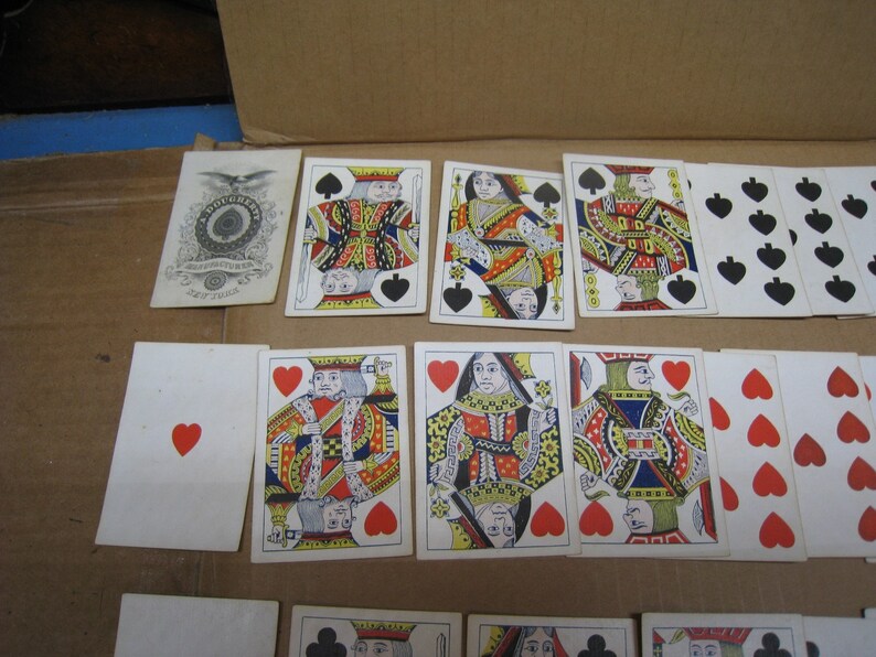 Carte da gioco da poker originali vintage/antiche della guerra civile, mazzo completo - A. Dougherty New York / senza numeri immagine 2