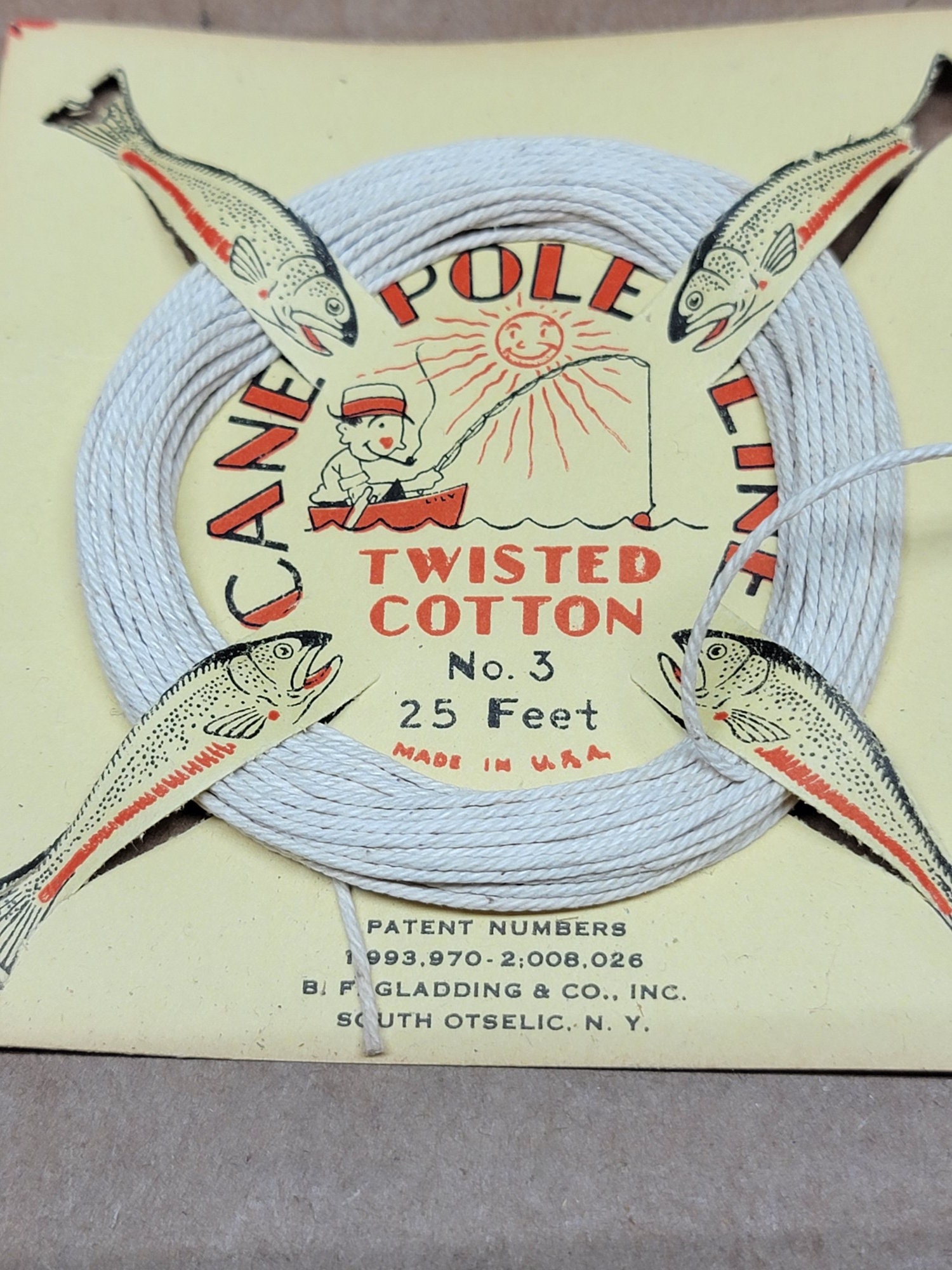 Vintage Cane Pole Fishing Line Twisted Cotton No. 3 25 Feet per Section 3  New Old Stock Sections -  Canada