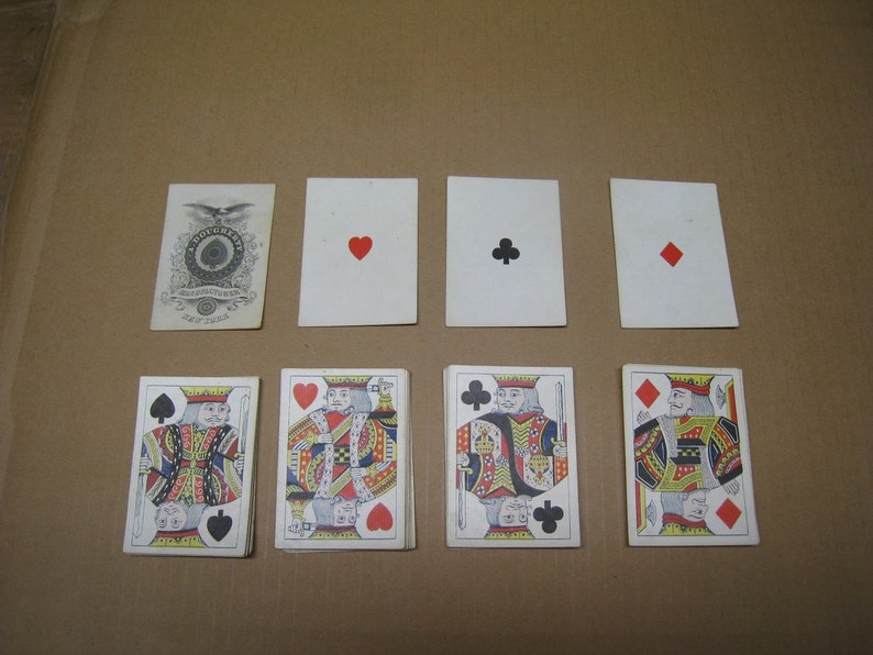 Carte da gioco da poker originali vintage/antiche della guerra civile, mazzo completo - A. Dougherty New York / senza numeri immagine 6