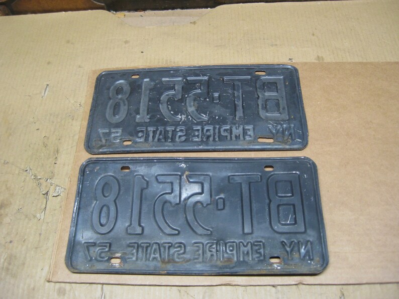 Vintage 1957 New York State License Plate Set Plate No. - Etsy